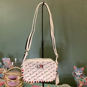 Brighton White and Black Love Crossbody Bag‎